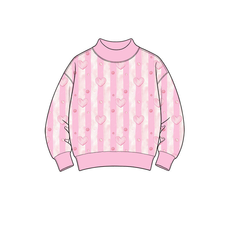 (Preorder new) No moq Baby Girls Long Sleeve Checked Bows Hearts Valentines T-shirts Top