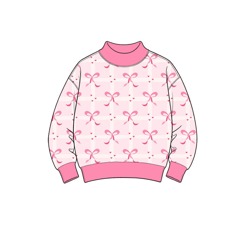 (Preorder new) No moq Baby Girls Long Sleeve Checked Bows Hearts Valentines T-shirts Top