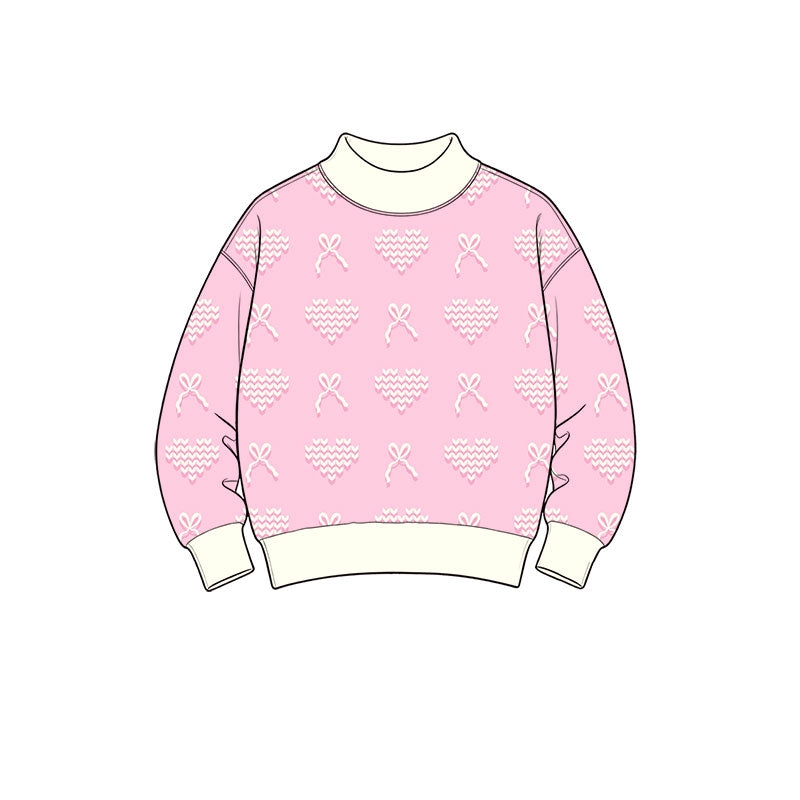 (Preorder new) No moq Baby Girls Long Sleeve Checked Bows Hearts Valentines T-shirts Top