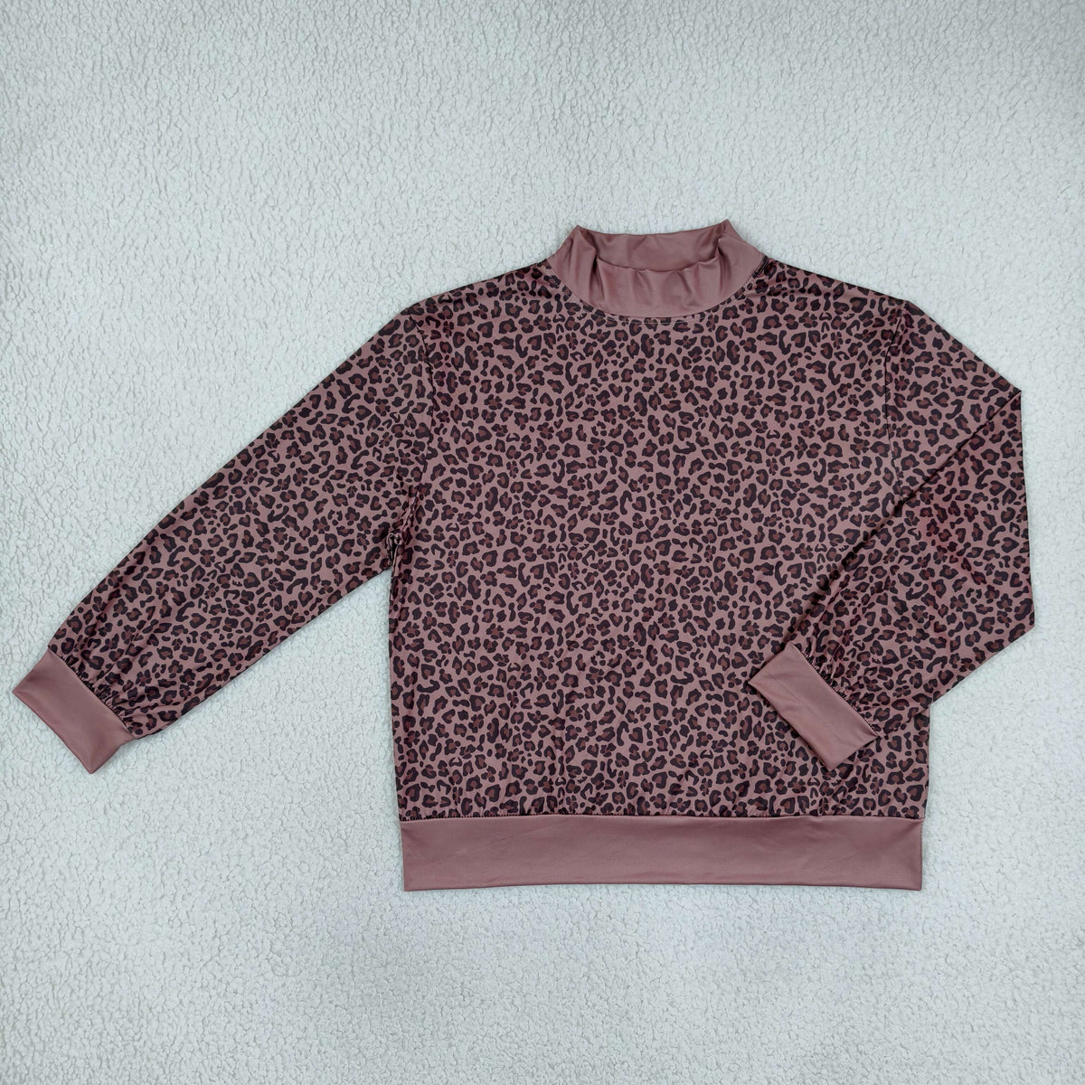 NEW RTS NO MOQ milk silk GT1840 Adult Women High Neck Leopard Long Sleeve Choker T-shirts Top