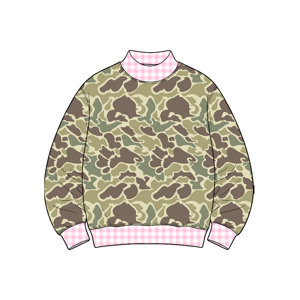 (Preorder new) No moq Baby Girls Boys Long Sleeve Wood Camo Print T‑shirts Top Camo Rompers