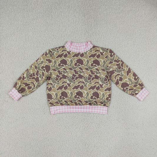 NEW RTS NO MOQ milk silk GT1841 Baby Girls Long Sleeve Khaki Camo T‑shirts Top