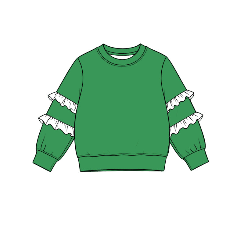 (Preorder new) No moq Baby Girls Solid Color Long Sleeve T‑shirts Top Fall Spring Casual Cotton Daily Pullover Shirts
