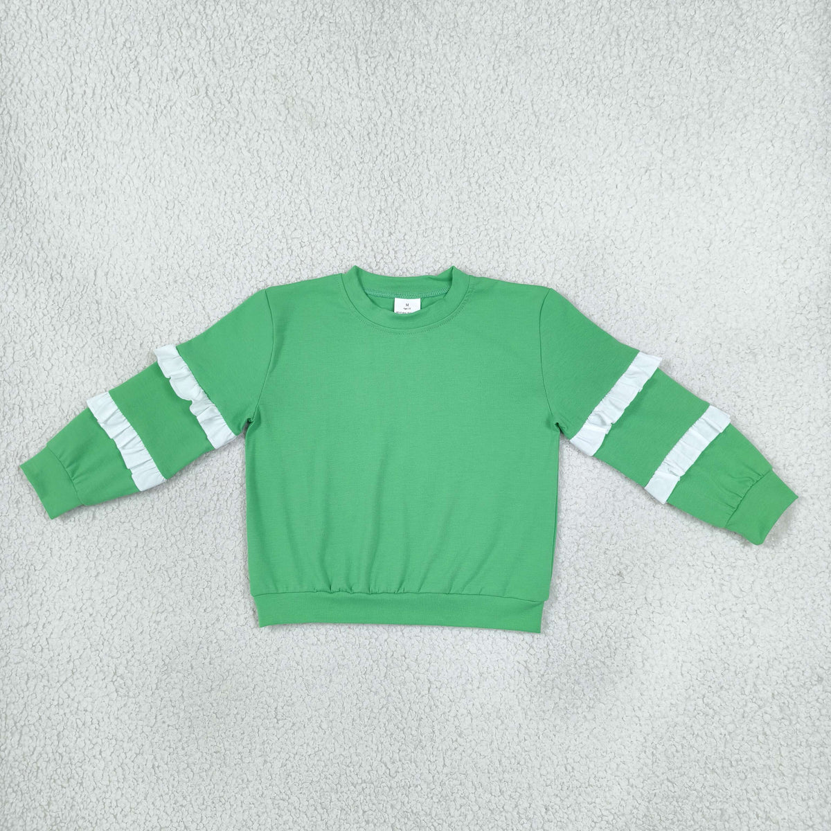 NEW RTS NO MOQ cotton GT1858 Baby Girls Green White Patchwork Long Sleeve T-shirts Top