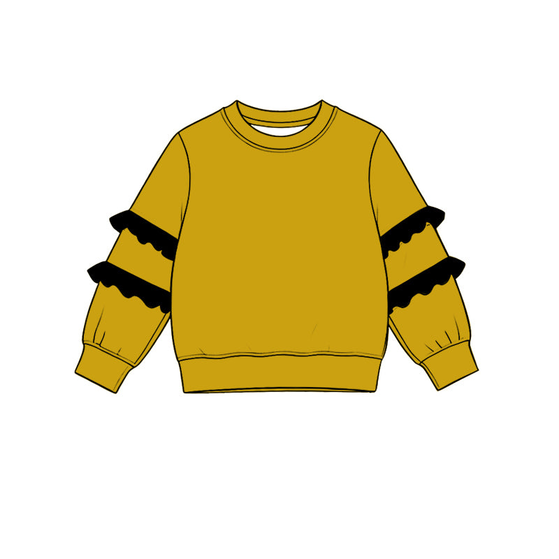 (Preorder new) No moq Baby Girls Solid Color Long Sleeve T‑shirts Top Fall Spring Casual Cotton Daily Pullover Shirts