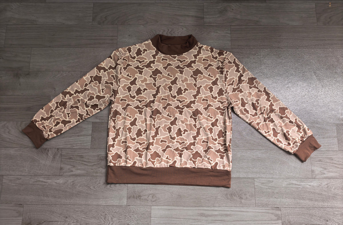 (Sample) No moq milk silk GT1879 Adult Women High Neck Camo Long Sleeve Tee Shirts Top Casual Top
