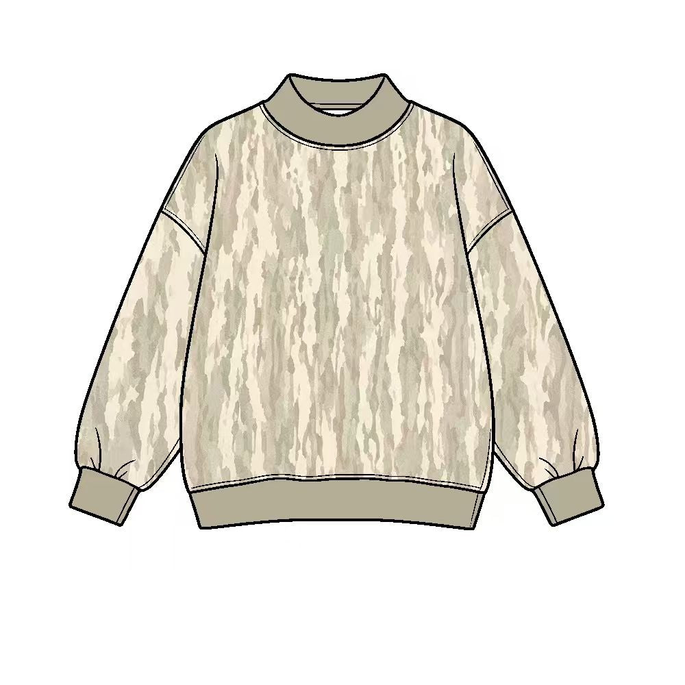 (Preorder new) No moq Adult Women High Neck Long Sleeve Camo Yoga Active T‑shirts Top Casual Tees