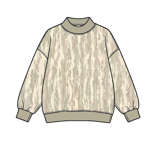 (Preorder new) No moq Adult Women High Neck Long Sleeve Camo Yoga Active T‑shirts Top Casual Tees