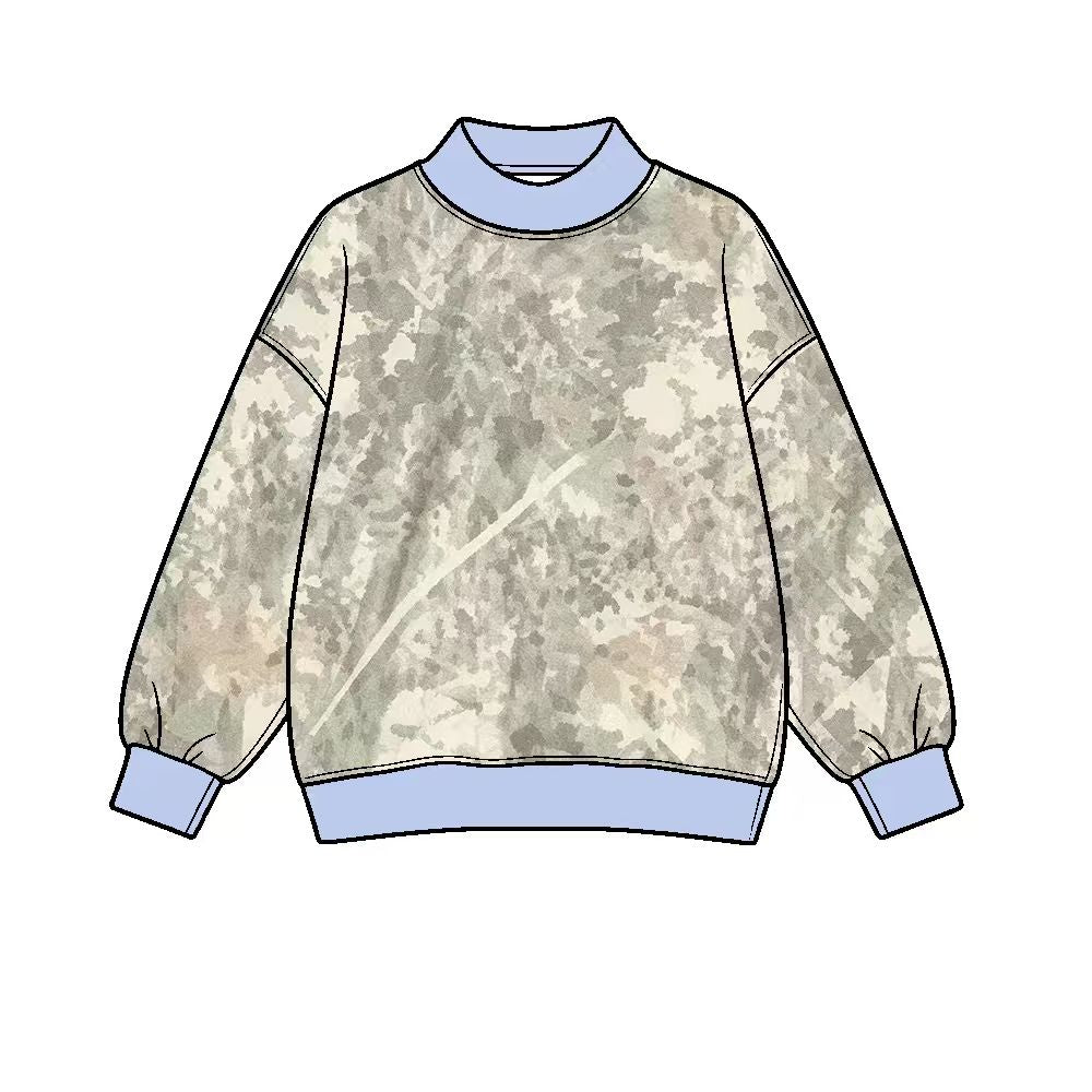 (Preorder new) No moq Adult Women High Neck Long Sleeve Camo Yoga Active T‑shirts Top Casual Tees