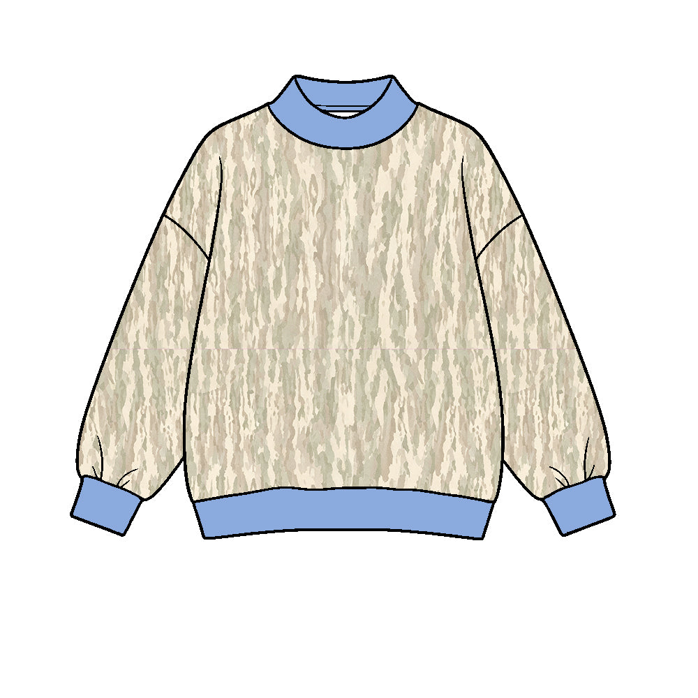 (Preorder new) No moq Yoga Adult Women High Neck Long Sleeve Camo T‑shirts Top Casual Top