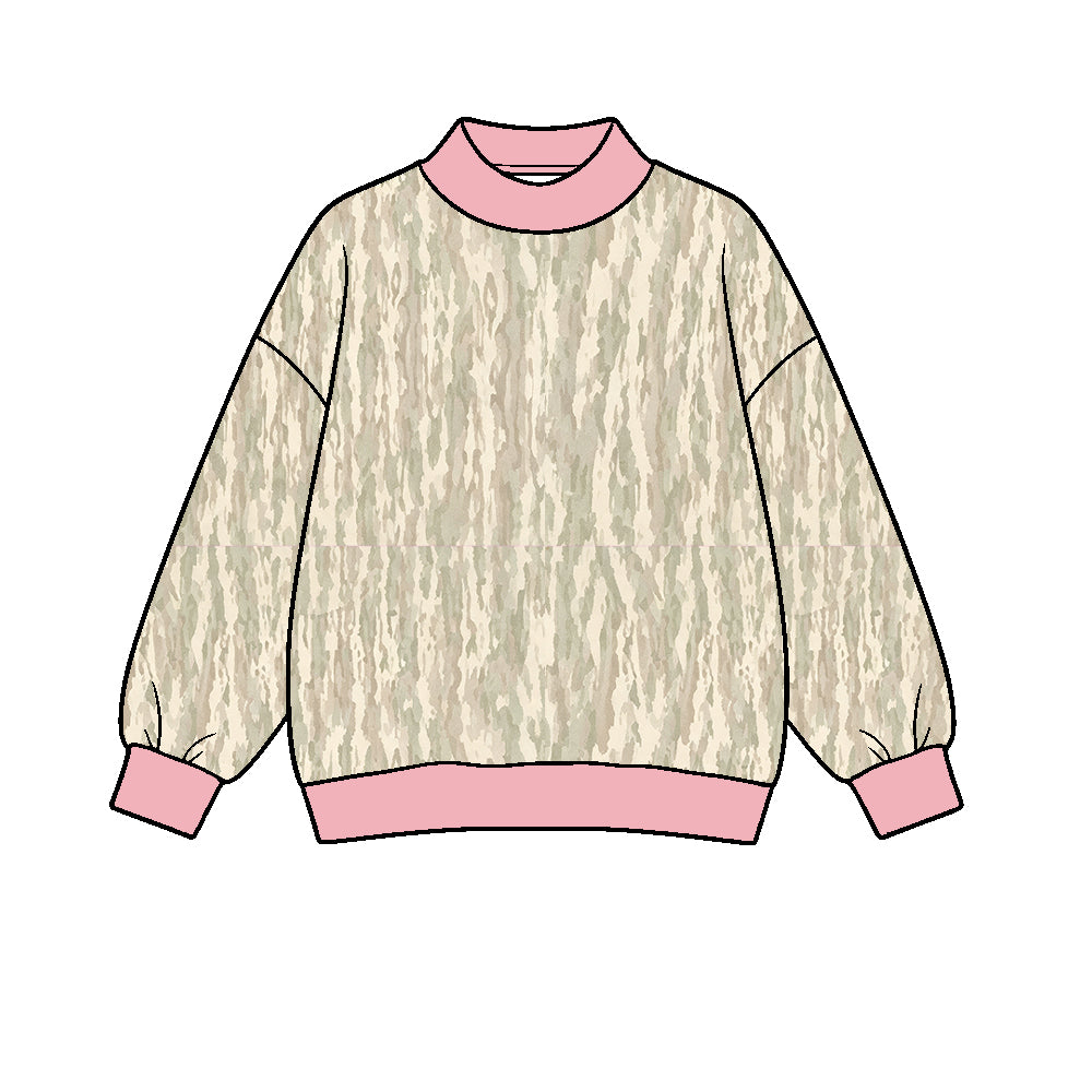 (Preorder new) No moq Yoga Adult Women High Neck Long Sleeve Camo T‑shirts Top Casual Top