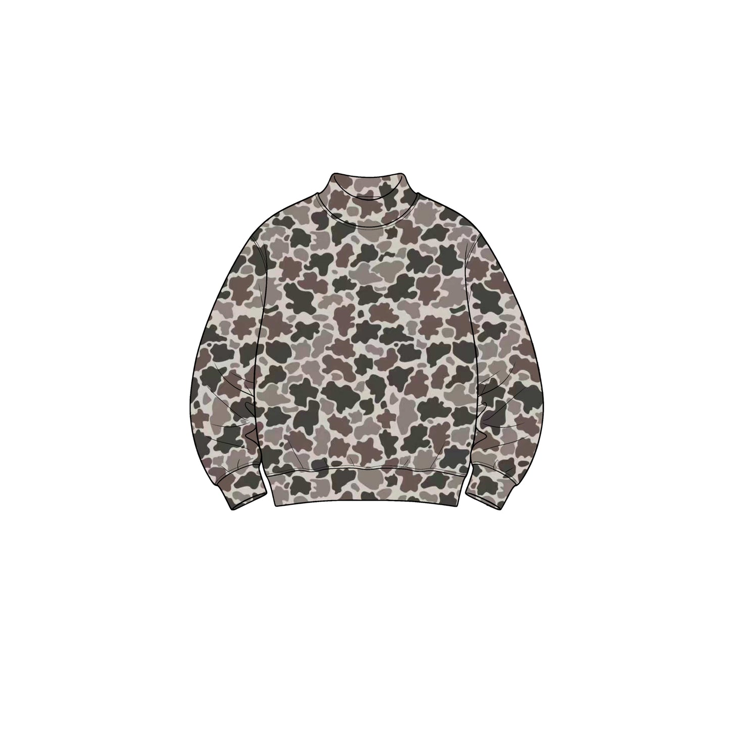 (Preorder new) No moq Yoga Baby Girls High Neck Camo Yoga Active Long Sleeve T‑shirts Top