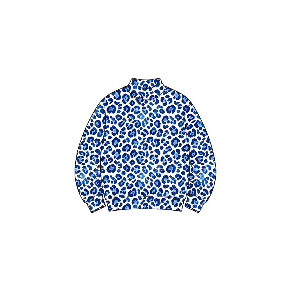 (Preorder new) No moq Yoga High Neck Baby Girls Leopard Yoga Active Long Sleeve T‑shirts Top