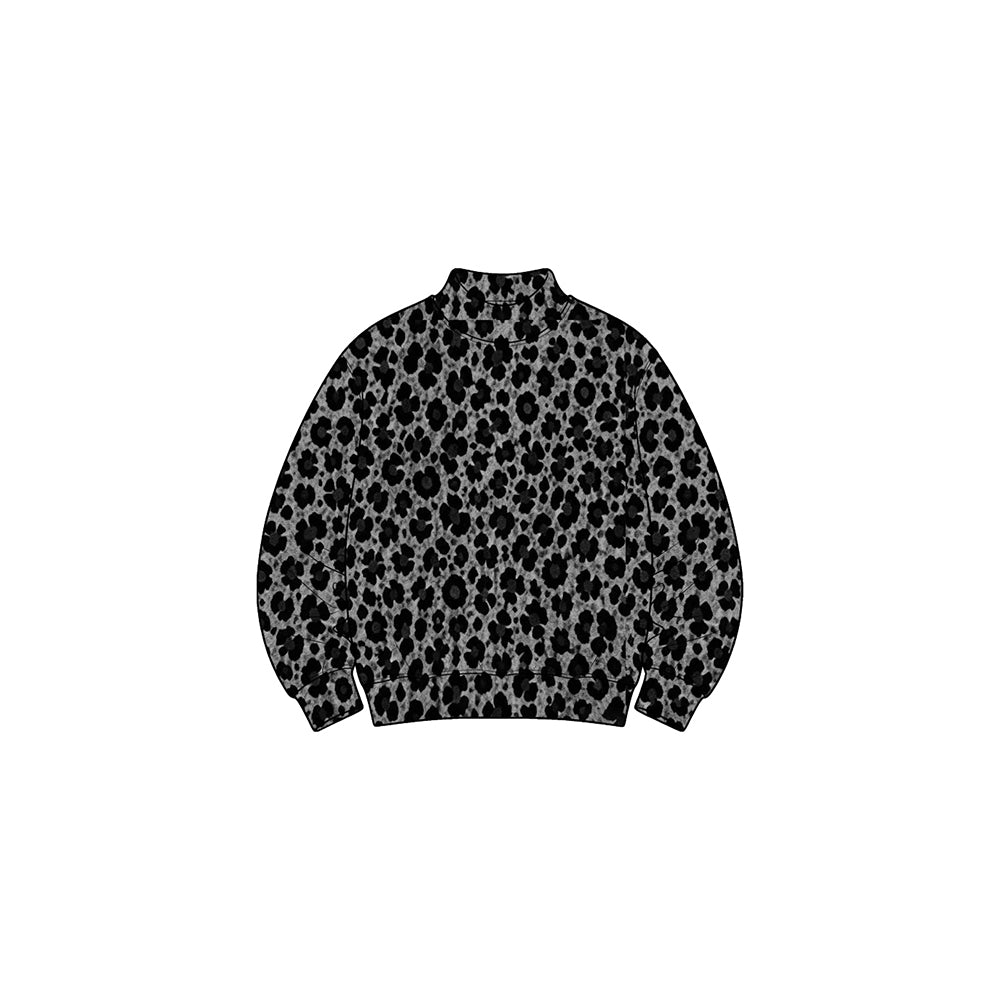 (Preorder new) No moq Yoga High Neck Baby Girls Leopard Yoga Active Long Sleeve T‑shirts Top