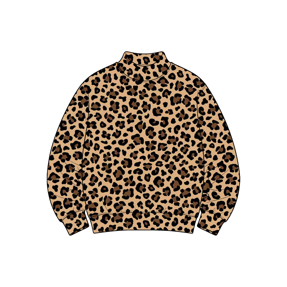 (Preorder new) No moq Yoga Adult Women Leopard High Neck Yoga Active Long Sleeve T‑shirts Top