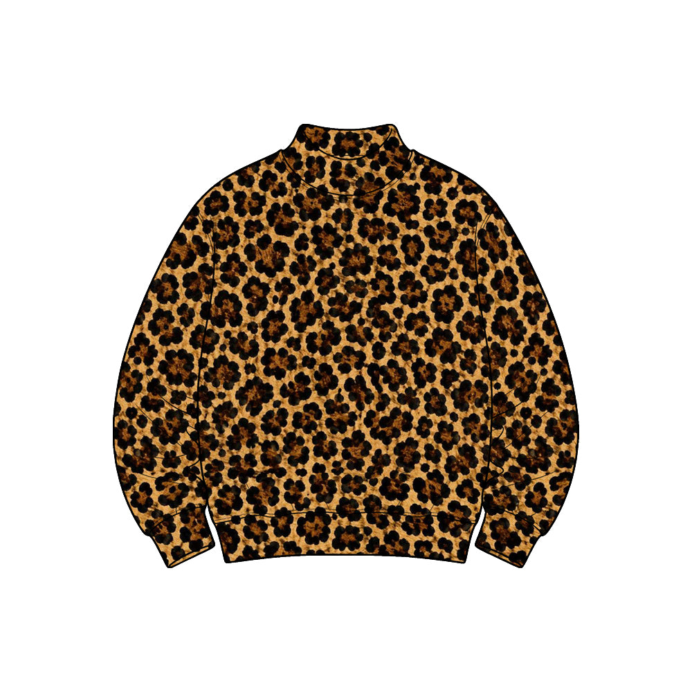 (Preorder new) No moq Yoga Adult Women Leopard High Neck Yoga Active Long Sleeve T‑shirts Top
