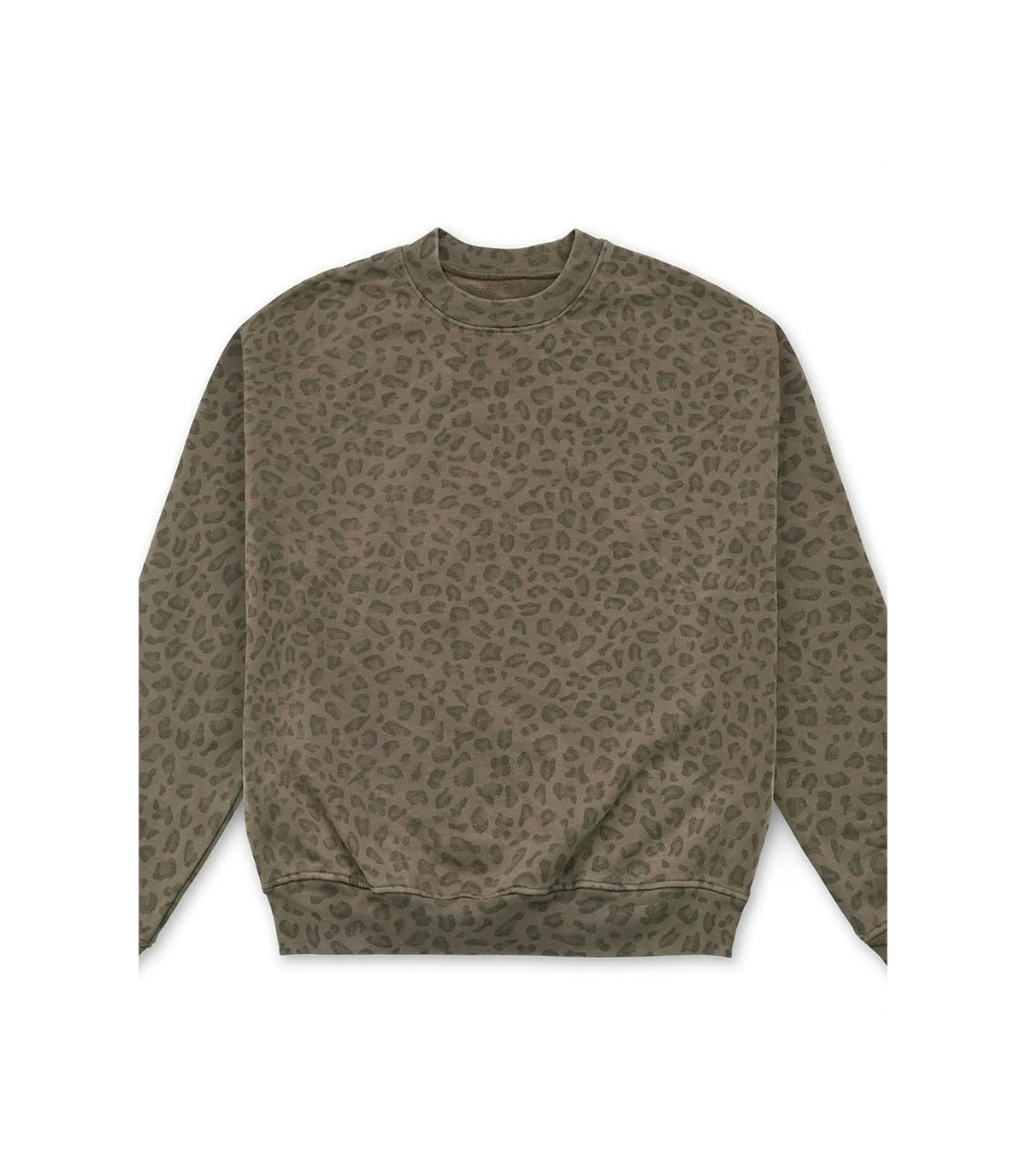 (Preorder new) No moq Adult To Match Kids Olive Leopard Print Crew Neck Sweatshirt Top