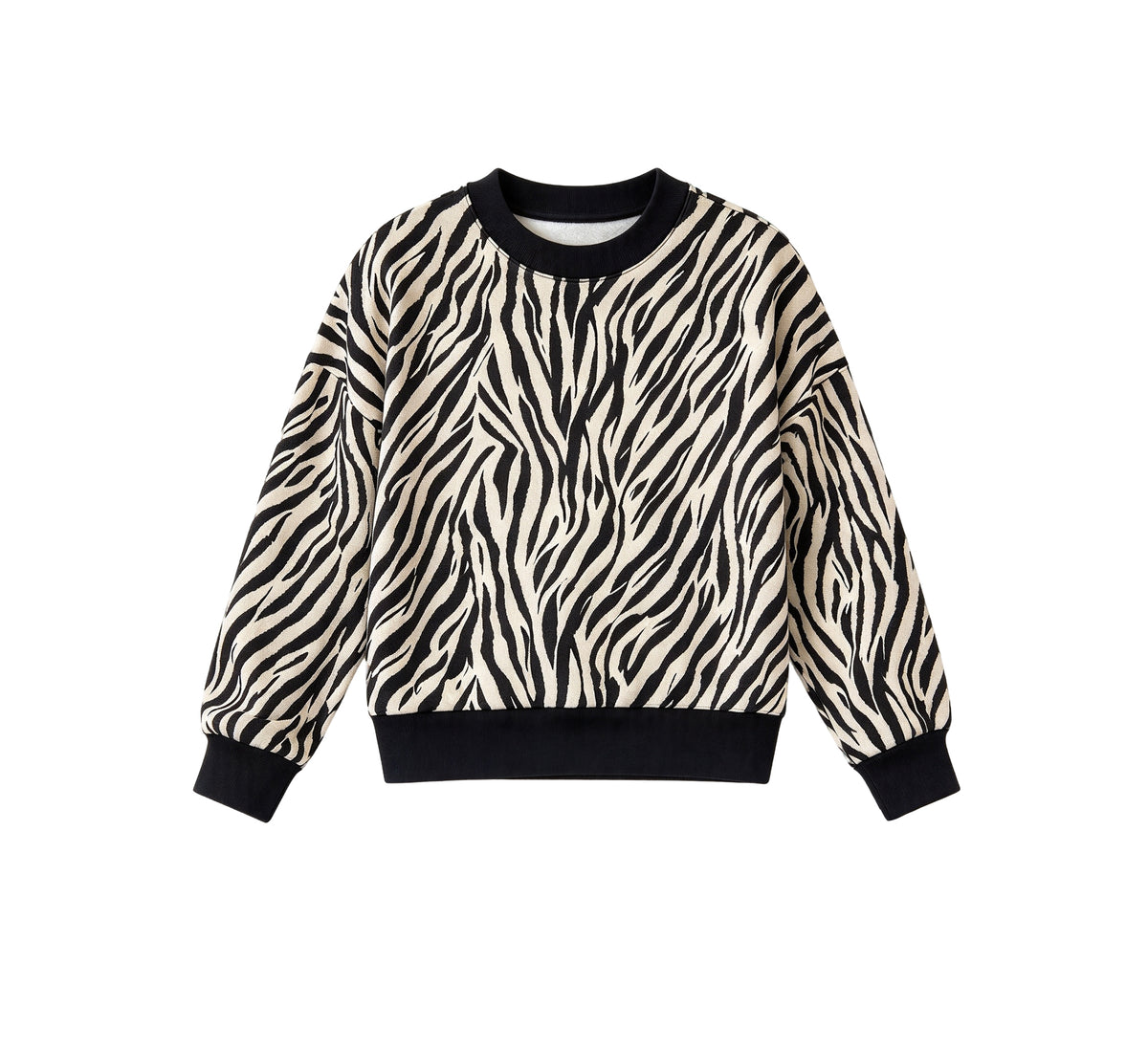 (Preorder new) No moq Adult To Match Kids Zebra Print Crew Neck Long Sleeve Sweatshirt Matching Family Top
