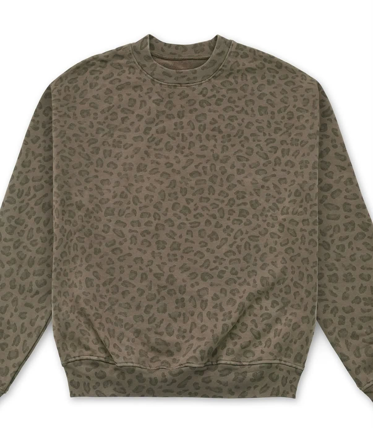 (Preorder new) No moq Adult To Match Kids Olive Leopard Print Crew Neck Sweatshirt Top