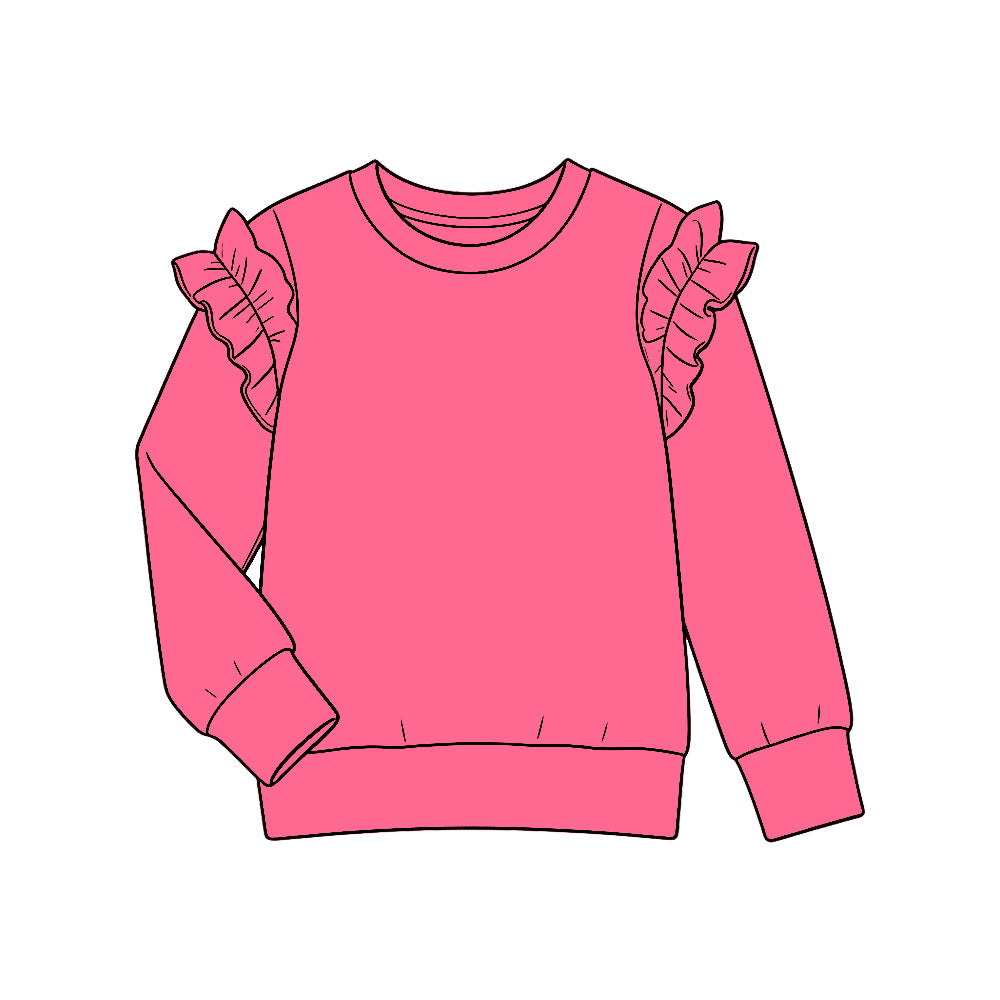 (Preorder new) No moq GT1951 Baby Girls Hot Pink Long Sleeve Casual Cotton T-shirts Top