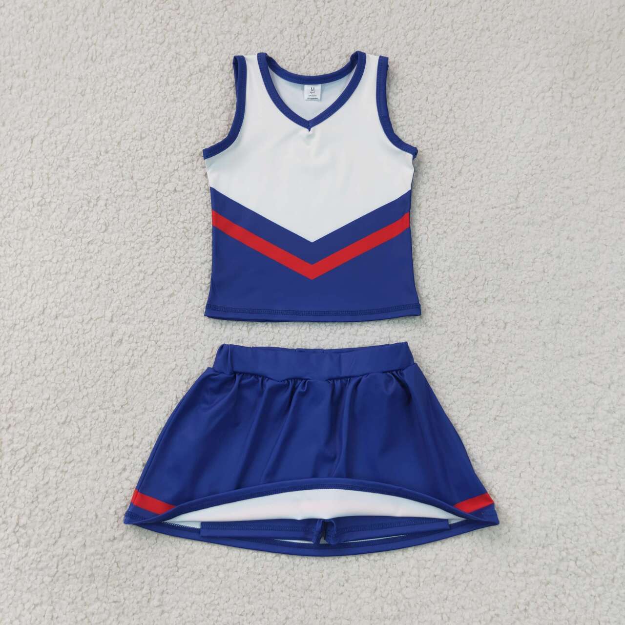 RTS NO MOQ yoga fabric GSD4202 Baby Girls Fashion Navy Red Stripe Vest Skort Team Yoga Active Outfit