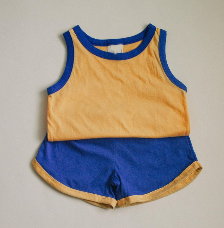 Yellow Cyan Boys Cotton Vest Suit Vest Suit