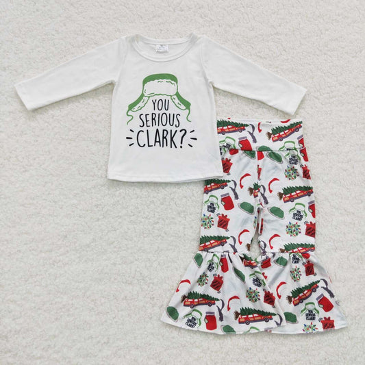 GLP0625 Girls Christmas Hat CLARK Long Sleeve Green Trouser Set