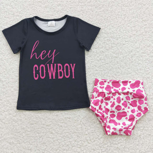 GBO0132 COWBOY pink leopard short-sleeved briefs set