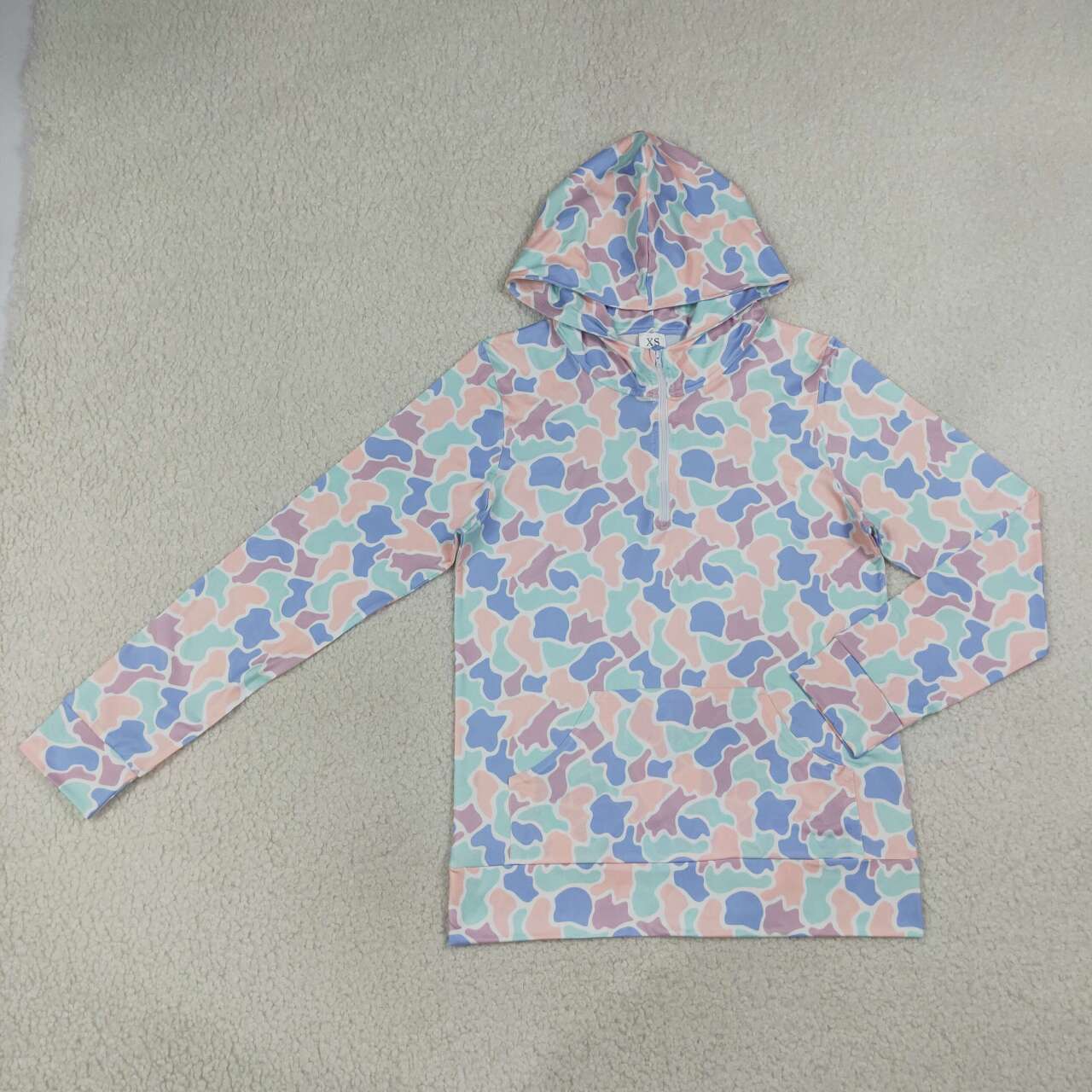 NEW RTS NO MOQ milk silk GT1714 Adult Women Camouflage Zip Up Hoodie  Pocket  Long Sleeve Daily Tops