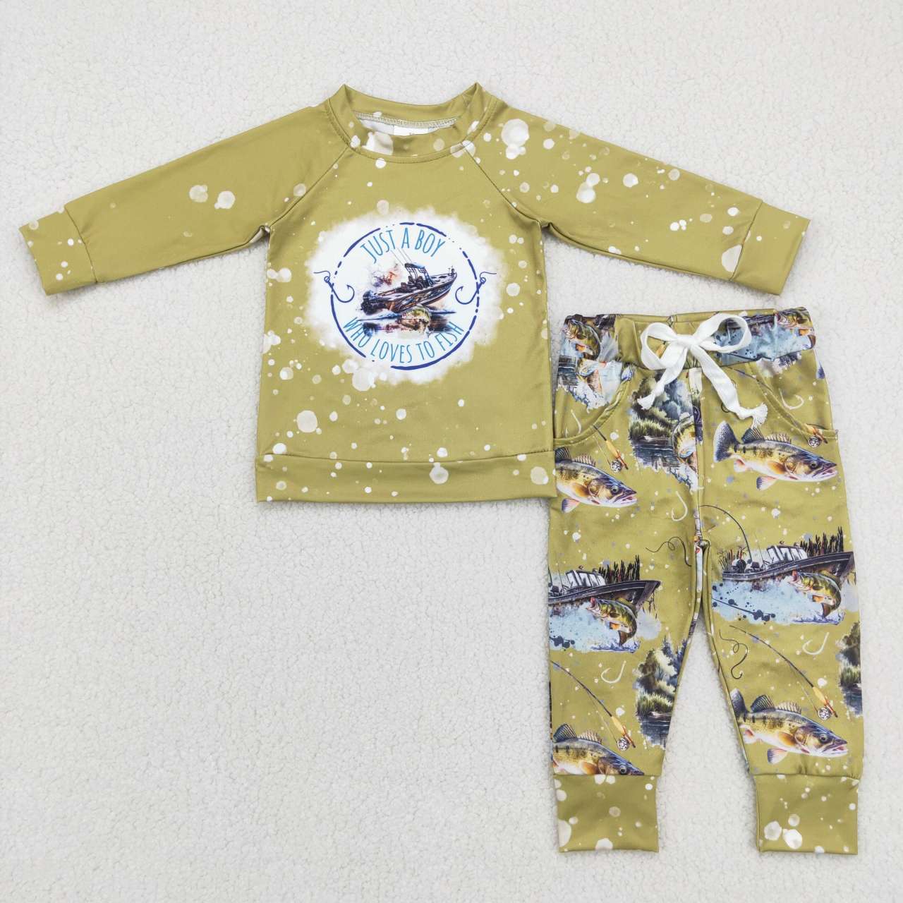 RTS NO MOQ ETA 5/7days Arrived BLP0338 Alphabet Fishing Green Long Sleeve Pants Suit