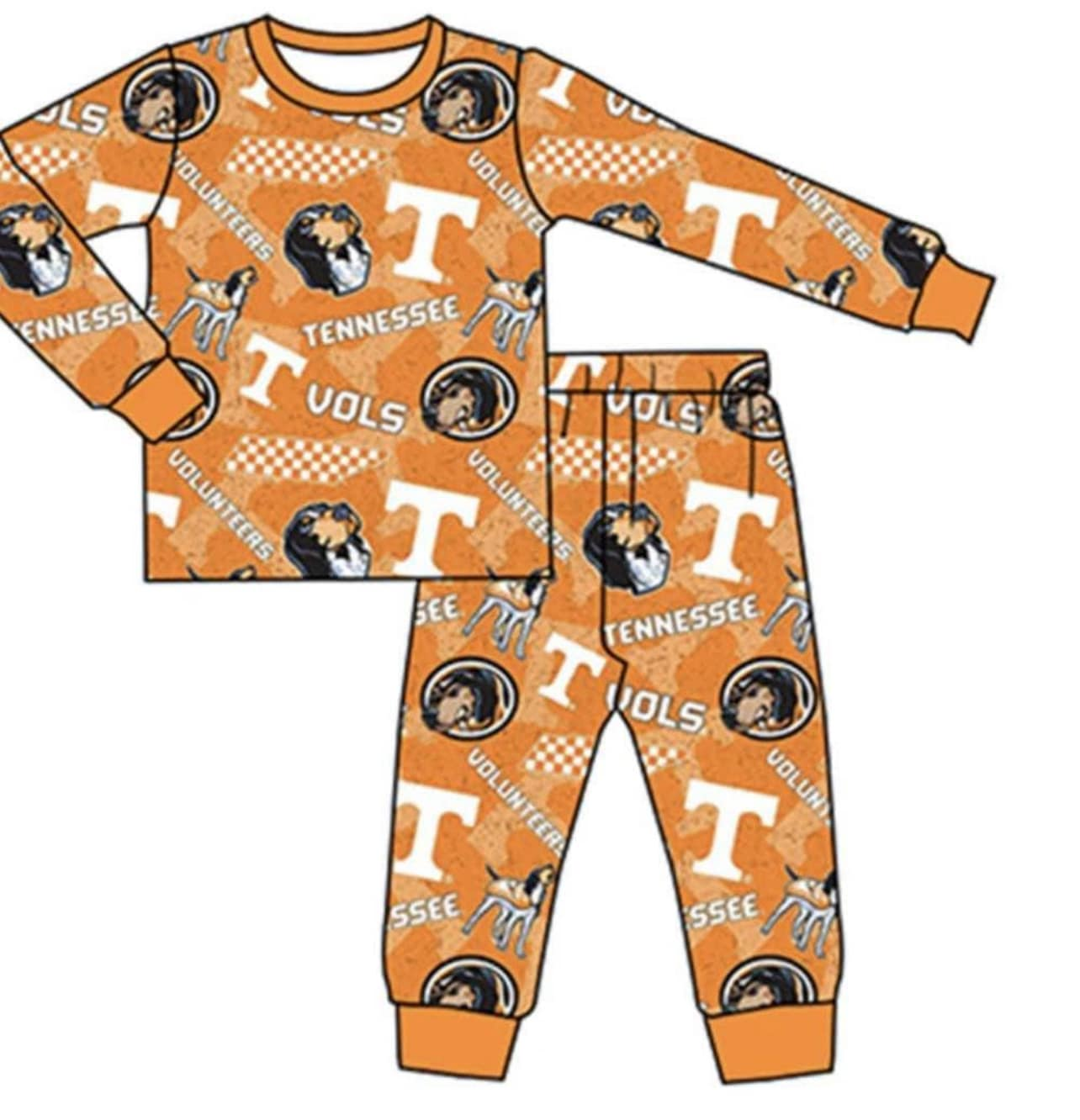 custom moq 5 eta 6-7weeks Orange Boys Long Sleeve Long Pants Pajama Set