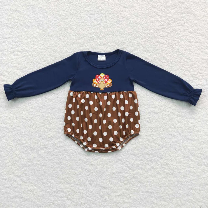 RTS NO MOQ Baby Girls Thanksgiving Sibling Turkey Fall Clothes Sets  embriobery style match thanksgiving