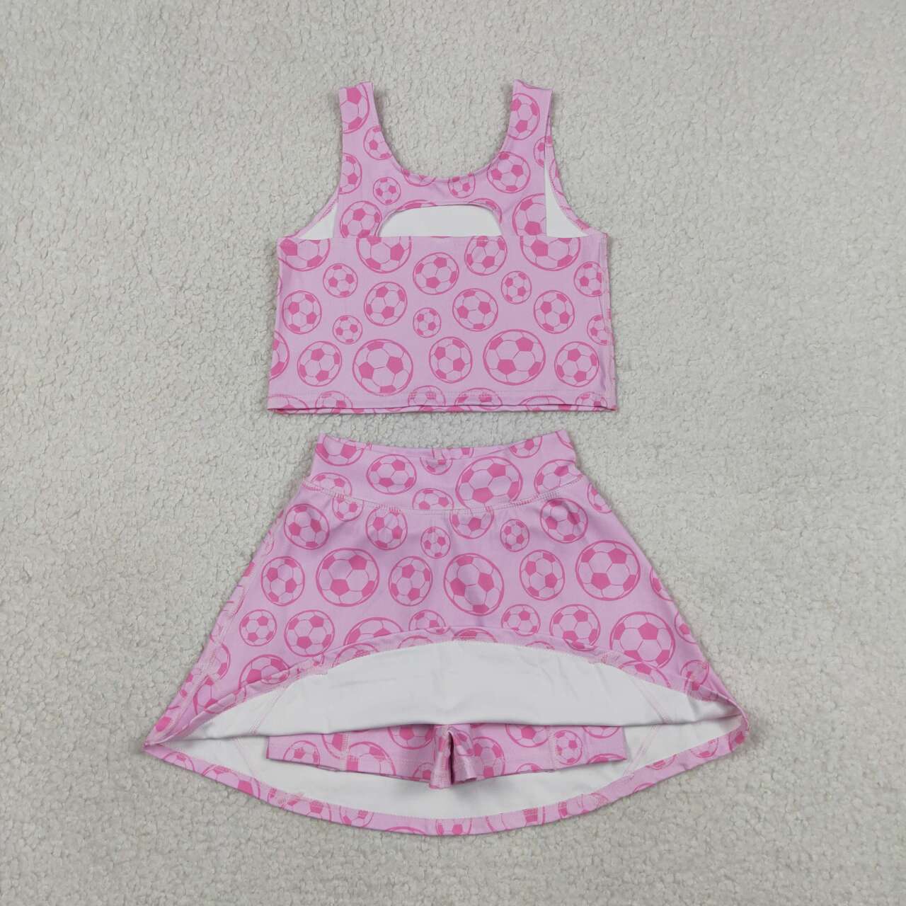 RTS NO MOQ GSD1468 Baby Girls Football Top Shorts Skirts Athletic Active Wear Outfit Set