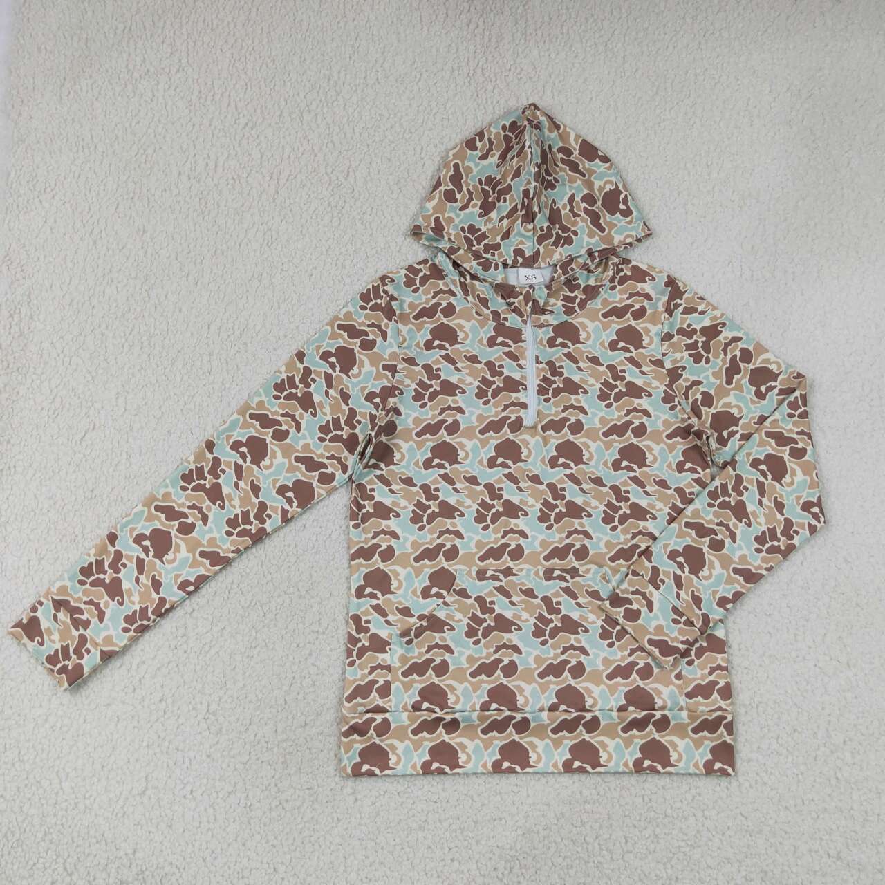 RTS NO MOQ milk silk GT1709 Adult Women Camo Long Sleeve Zip Hoodie With Pockets