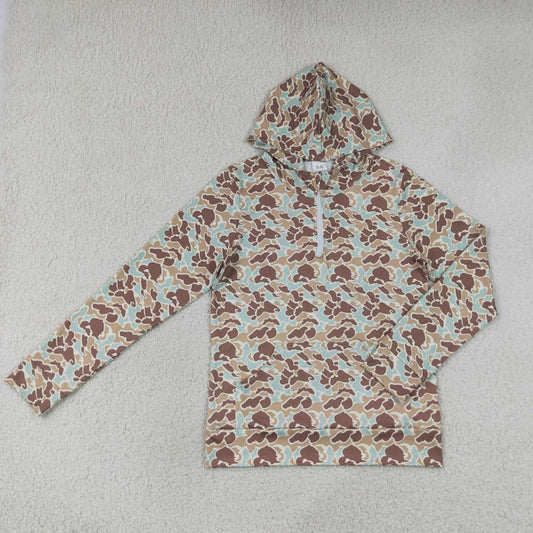NEW RTS NO MOQ milk silk GT1709 Adult Women Camo Long Sleeve Zip Hoodie With Pockets