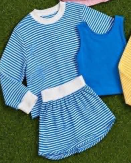custom moq 5 mix size AATY01 Baby Girls Stripe Three Piece Outfit Set Long Sleeve Crew Neck Top Solid Tank Top And Stripe Skirt Casual Matching Set