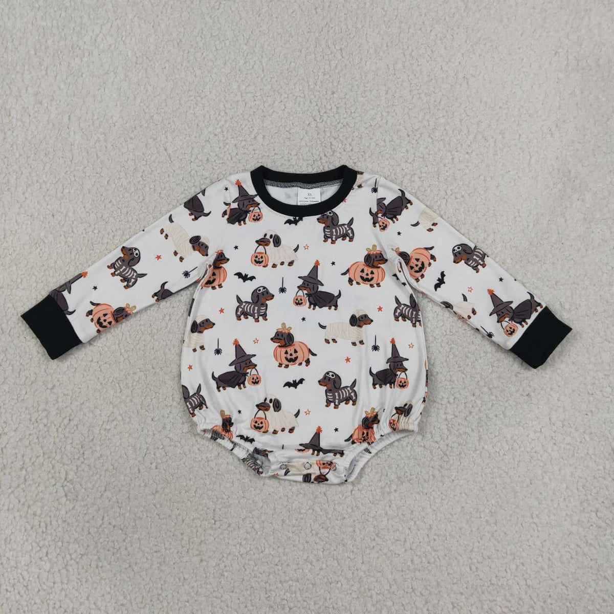 NEW RTS NO MOQ milk silk LR3238 Baby Boys Long Sleeve Ghost Pumpkins Dogs Halloween Romper Fall Holiday Daily Outfit
