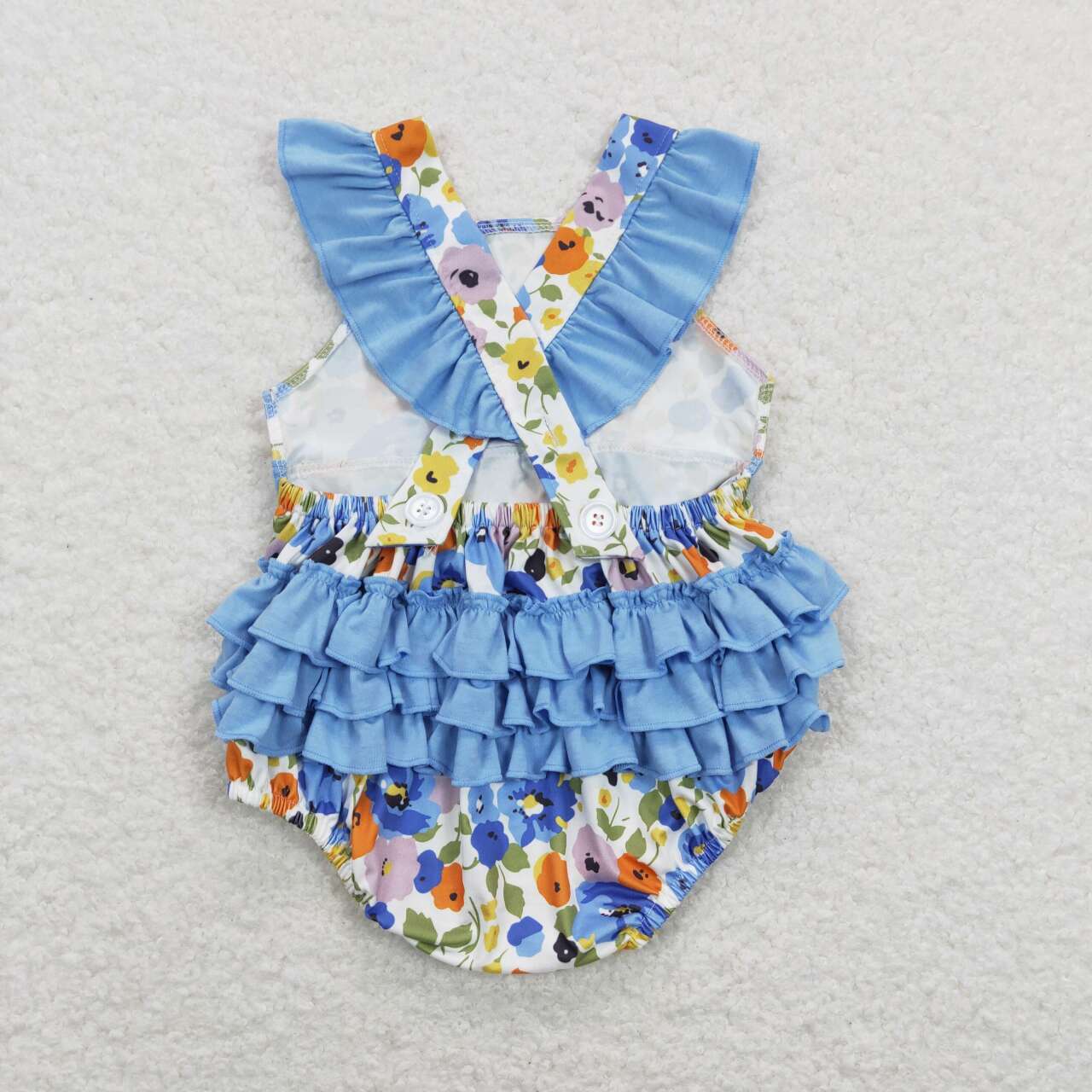 SR0824 Floral floral blue lace vest jumpsuit