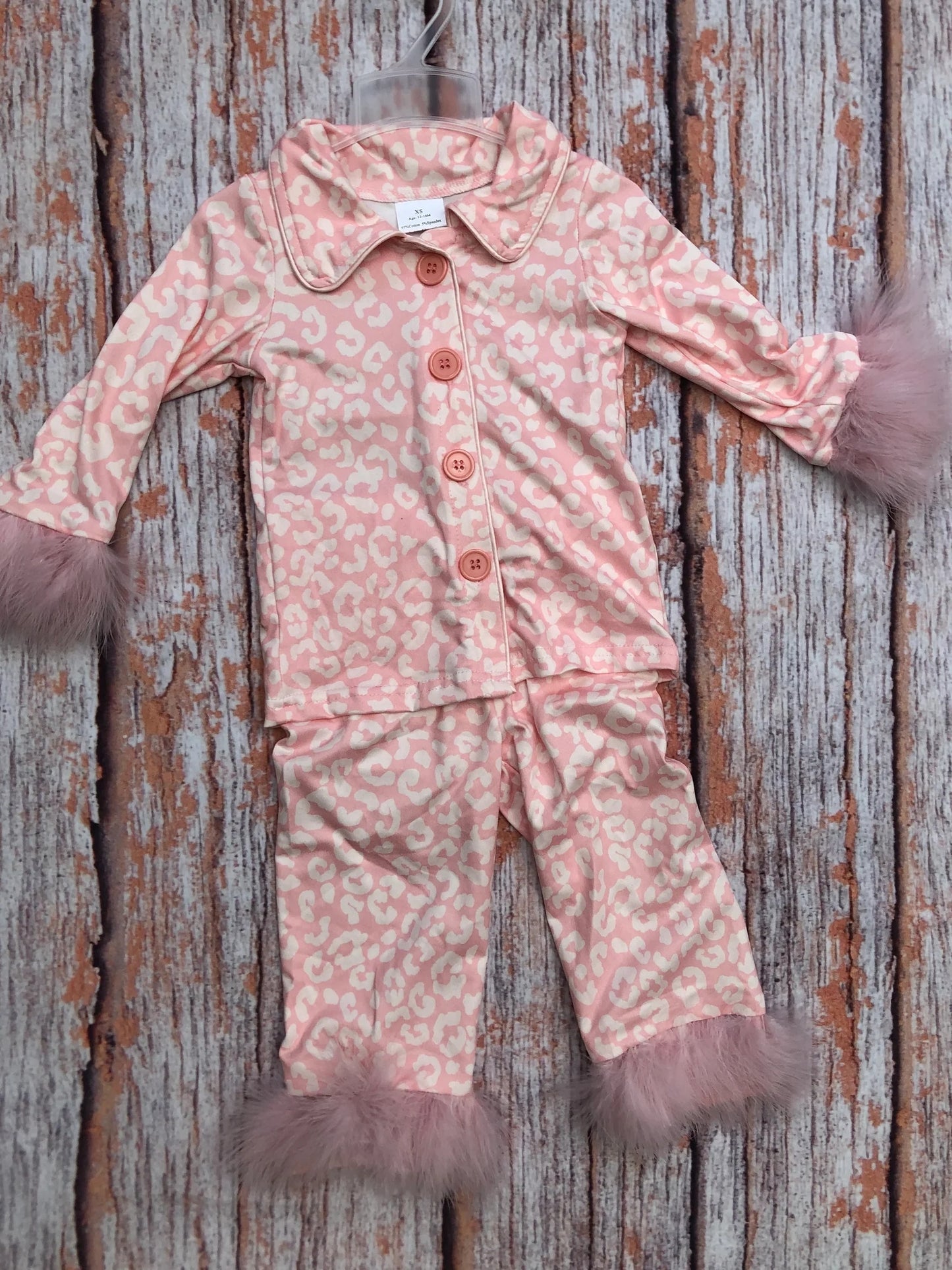 RTS NO MOQ Baby Girls Winter Sibling Cute Buttons Top Pants Fur Pajamas Clothes Sets