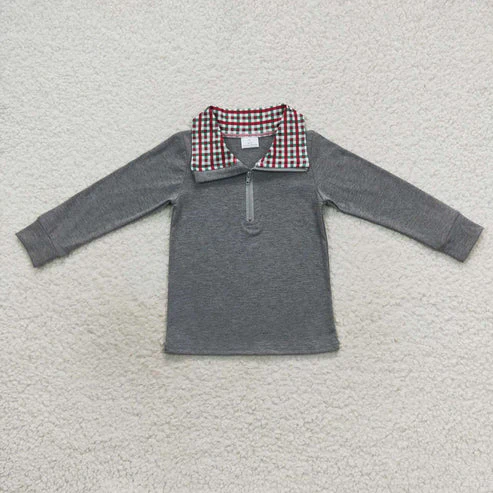 RTS Baby Boys Plaid Long Sleeve Sibling Brother Pullover Tee Shirt Tops