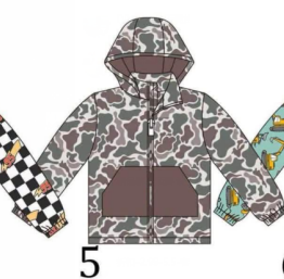 pre order no moq ARNLCY01 Baby Kids  Long Sleeve Print Hooded Zip Up Jacket Fall Kids Outerwear Coat