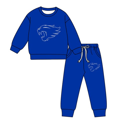 custom moq 5 mix size KAHL0102 Baby Blue Long Sleeve Top Pants Sets