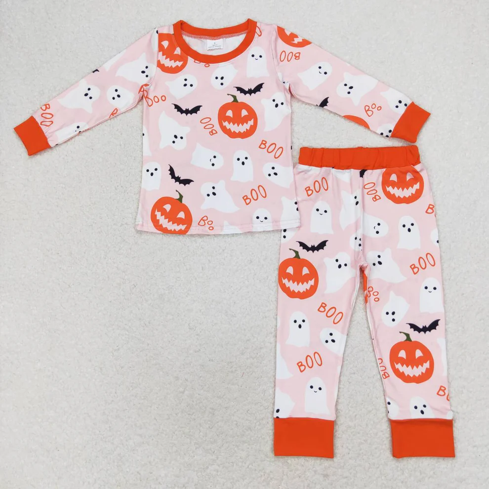 RTS NO MOQ pajamas pumkin pajamas  Baby Girls Boys Halloween Ghost Pumpkin Sibling Pajamas Clothes Sets