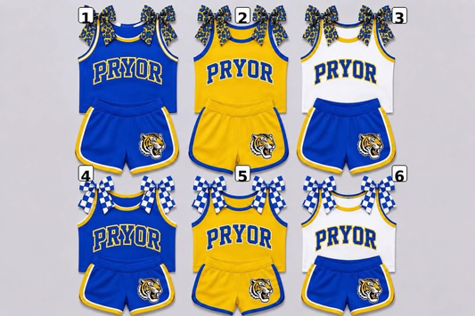 custom moq 5 mix size KNMEAT0101 Baby Girls Blue Yellow Bow Sleeveless Top Shorts Team Outfit Set
