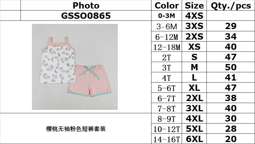 RTS GSSO0865 Girls cherry suspender shorts summer suit