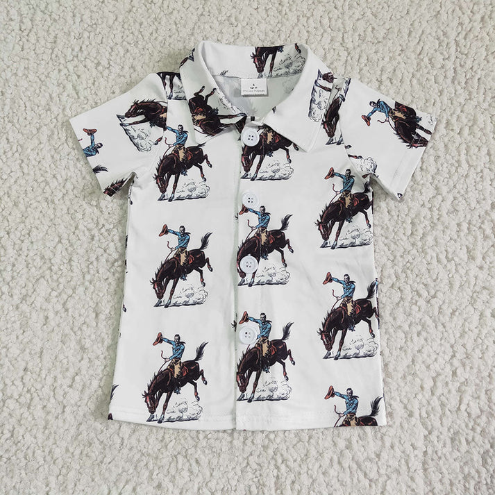 RTS Baby Boys Western Summer Sibling Button Ups Short Sleeve Shirts Tops