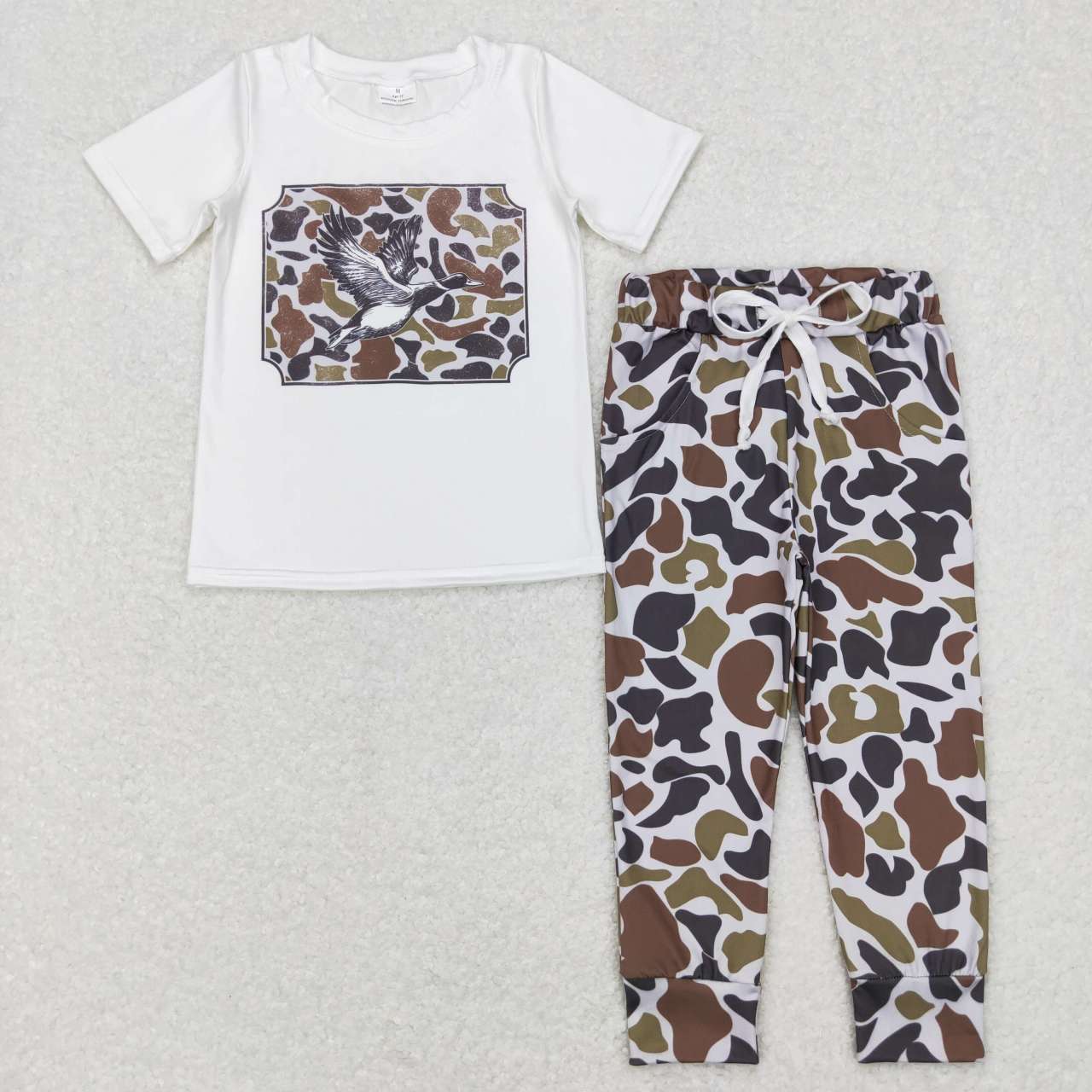 BSPO0199 Duck camouflage light gray short-sleeved trousers suit