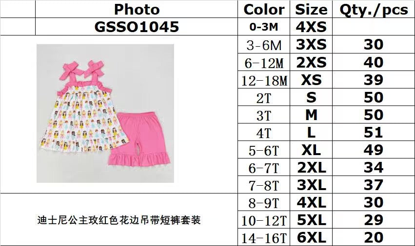 Cute Clothes GSSO1045 Baby Girls  Straps Tunic Top Ruffle Shorts Clothes Sets