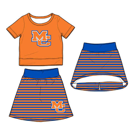 custom moq 5 mix size LEPR0103 Baby Orange Checked Team Bows Top Skirt Shorts Yoga Active Clothes Set Blankets