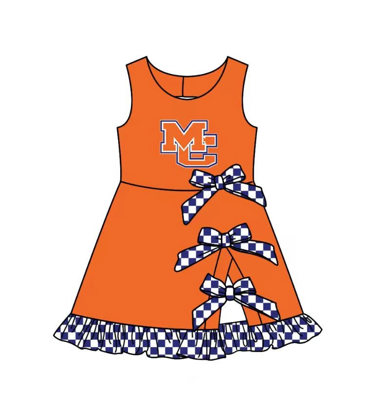 custom moq 5 mix size LEPR0103 Baby Orange Checked Team Bows Top Skirt Shorts Yoga Active Clothes Set Blankets